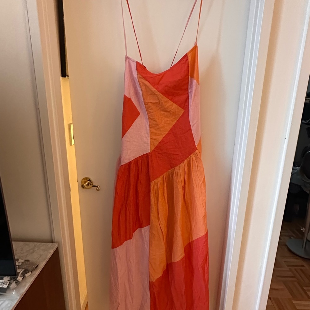 Anthropologie Colorful Patchwork Spaghetti Strap Dress